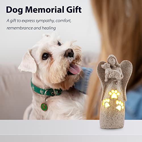 BEARAE Dog Memorial Gifts for Loss of Dogs, Pet Loss Sympathy Gifts, Dog Passing Away Bereavement Gift, Remembrance Grieving Dogs Angel Candle Holder Figurine Statue for Pet Lover - color: Grey #1