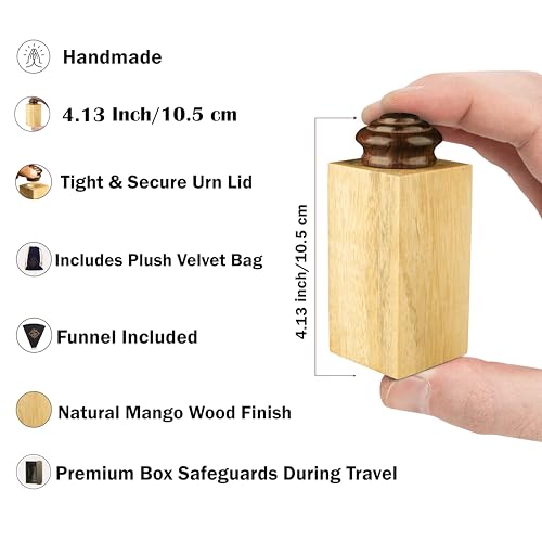 ZIYA Wooden Small Urns for Human Ashes Keepsake Miniature Urn Box for Human Ashes Adult Male Female Mini Memorial Cremation Pet Urns for Dog Cat Ashes Sharing Urn with Gift Case, Bag and Funnel - size: 1 Keepsake