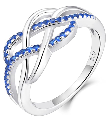 YL Celtic Knot Rings 925 Sterling Silver Twisted Knot Ring Birthstone Infinity Statement Jewelry for Women-size5 - color: 09-sapphire-Sept
