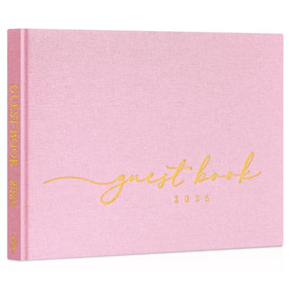 Lanpn Wedding Guest Book 2026 - Linen Hardcover Guestbook Wedding Reception with 108 Blank Pages for Sign in and Photos - Guest Book for Wedding Bridal Shower Baby Shower Party (Pink) - color: Pink
