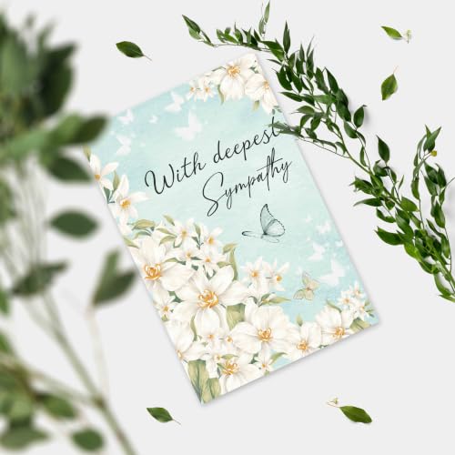 Sympathy Card with Printed Message Inside, Condolence Card for Loss of Loved One, Heartfelt Thinking of You Cards, Bereavement Gift for Family Friend Coworker - color: Deepest Sympathy