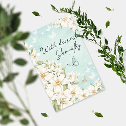 Sympathy Card with Printed Message Inside, Condolence Card for Loss of Loved One, Heartfelt Thinking of You Cards, Bereavement Gift for Family Friend Coworker - color: Deepest Sympathy