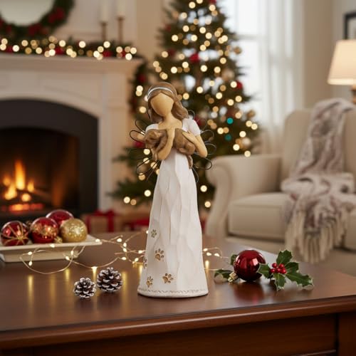 NAN ZAI NAN FANG Dog Angel Statue Friendship Gifts for Dog Lovers Women | 6.7" Loss of Pet Sympathy Memorial Remembrance Gift Resin Sculpted Hand-Painted Figure - style: Angle with Dog