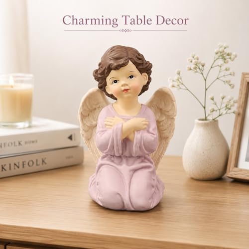 Praying Angel Figurine, Kneeling Guardian Angel Statue | Resin Keepsake For Mom, Daughter, Sister, Friend, Prayer Corners, Shelves, Desks And Nightstands - size: 3.74"H