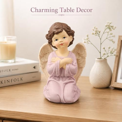 Praying Angel Figurine, Kneeling Guardian Angel Statue | Resin Keepsake For Mom, Daughter, Sister, Friend, Prayer Corners, Shelves, Desks And Nightstands - size: 3.74"H