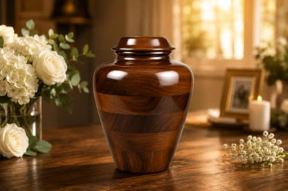 Large Handcrafted Wooden Cremation Urn for Adult Ashes –200 Cu in Memorial Urn Box – Tahura Crafts - size: Large 200 Cu In