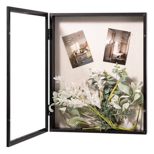 Muzilife 16x20 Shadow Box Wood Picture Frame, 2.16 Deep, Real Glass, Black - color: Black, size: 16x20