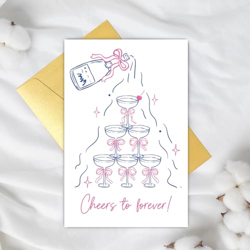 Supoeguk Funny Cheers Engagement Card, Congrats Wedding Card for Friend, Engagement Gift for Her Him, Cheers to Forever - color: Engagement