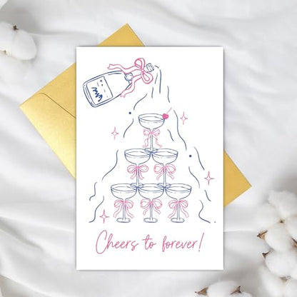 Supoeguk Funny Cheers Engagement Card, Congrats Wedding Card for Friend, Engagement Gift for Her Him, Cheers to Forever - color: Engagement