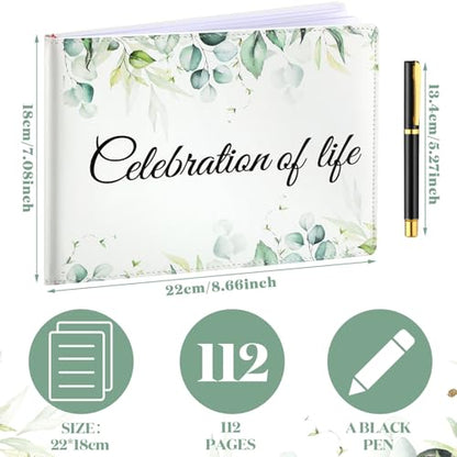 Patelai Funeral Guest Book with Pen Memorial Service Celebration of Life Sign in Book for Funeral Leather Cardinal in Loving Memorial Gift, 112 Pages(Celebration of Life) - style: Celebration of Life