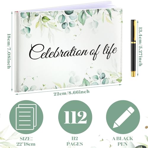Patelai Funeral Guest Book with Pen, Celebration of Life - style: Celebration of Life