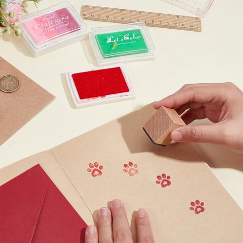 OLYCRAFT Wooden Rubber Stamp Paw Print Wooden Craft Stamp 1x1x1.2 Inch Mini Rubber Stamps Wood Stamping Tool for DIY Art and Craft Journals Albums Scrapbooking Card Making Planner Envelope - style: Paw Print