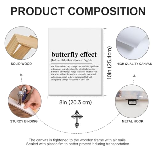 Butterfly Effect Definition Canvas Wall Art Print Inspirational Poster Artwork Motivational Wall Decor for Home Bedroom Office Classroom 8x10 Inch Framed