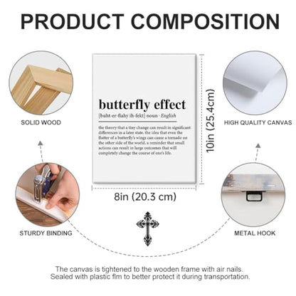 Butterfly Effect Definition Canvas Wall Art Print Inspirational Poster Artwork Motivational Wall Decor for Home Bedroom Office Classroom 8x10 Inch Framed