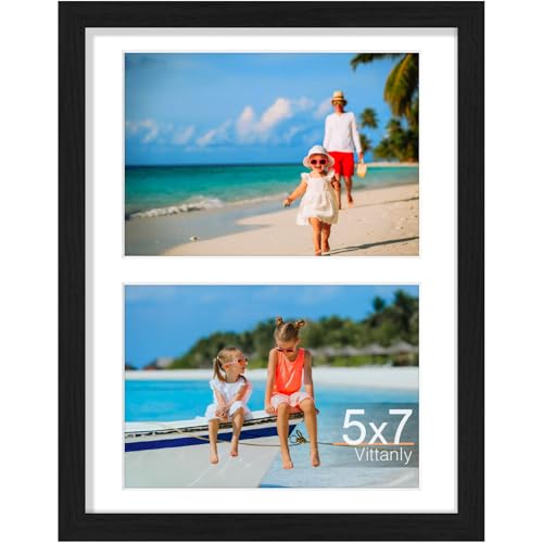Vittanly 8.5x11 Collage Picture Frame, Displays 2Pcs 5x7 Pictures, Black - color: Black, size: 8.5x11