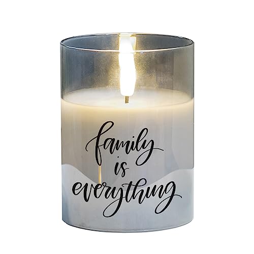 Cottage Garden PGC-04-46GY Family is Everything Pearlized Grey 4 x 3 Inch Flickering Flame LED Glass Candle - style: Family Is Everything