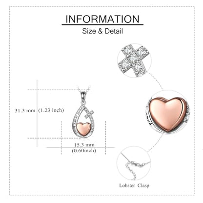 Heart/Cross/Infinity Moonstone Urn Necklace for ashes for Women Sterling Silver Dainty Cremation Jewelry Trendy Ashes Keepsake Memorial Gift for Mother/Grandma/Sister/Husband - style: Teardrop Love 2