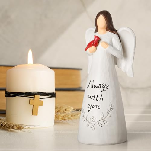 Cardinal Sympathy Gifts for Loss of Loved One - 6.7" Angel Figurine Statue, Memorial Gifts for Loss of Women Mother Father, Bereavement Grief Remembrance Gift, Hand-Painted Figurine - color: Angel Cardinal