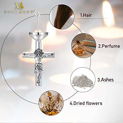 SOULMEET Cremation Jewelry for Ashes, Sterling Silver Urn Necklace for Ashes Women Men, Cherish Memories Cremation Jewelry to Keep Someone Near to You - color: E3-Oxidation black Cross