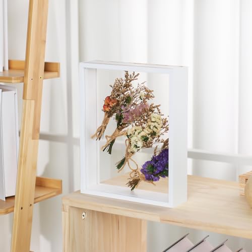 2 Pack 8 x 10 Floating Picture Frame 3d Farme Wooden Shadow Box Frames for Dried Flower Plant Specimen DIY Artwork Display Frame for Tabletop Decor