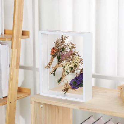 2 Pack 8 x 10 Floating Picture Frame 3d Farme Wooden Shadow Box Frames for Dried Flower Plant Specimen DIY Artwork Display Frame for Tabletop Decor
