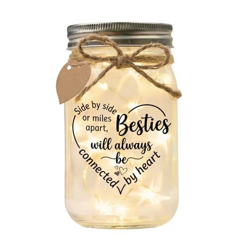 Jar Night Light, Glass Lamp, 5x3 Inch, Memorial Gift | Unique Tin Lid Lamp Sentimental Bereavement Keepsake Home Decor for Loss of Loved One Memorial Condolence Present - color: Besties