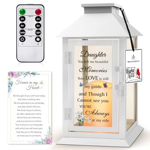 Memorial Lantern for Loss of Daughter - Sympathy Gift with LED Candle - color: Daughter