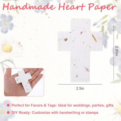 50 PCS Cross Shaped Handmade Flower Petal Papers for Wedding Guests Favors