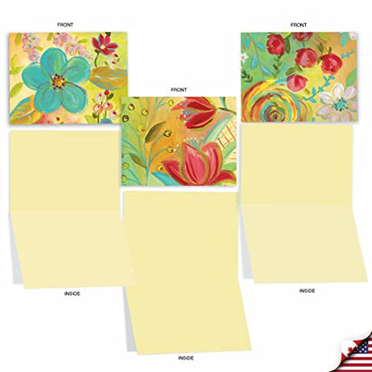 The Best Card Company - 10 Assorted Flower Cards Blank for Women (4 x 5.12 Inch) - All Occasion Floral Greetings Boxed - Summer Flowers M3741OCB-B1x10 - style: Summer Flowers