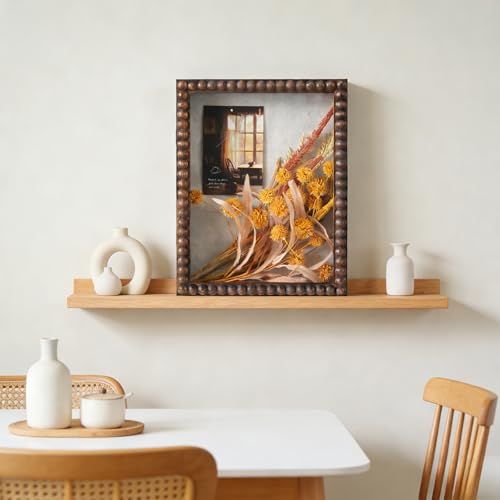 Muzilife 11x14 Shadow Box Pine Wood with Unique Bead Door, 3.18 Deep, Black - color: Brown-bead Shape, size: 11"x14"