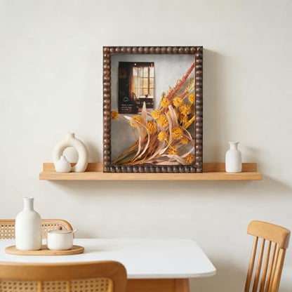 Muzilife 11x14 Shadow Box Pine Wood with Unique Bead Door, 3.18 Deep, Black - color: Brown-bead Shape, size: 11"x14"
