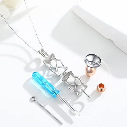 Cremation Jewelry for Ashes 925 Sterling Silver Memorial Pendant Urn Necklaces for Ashes Necklace for Women - style: Urn Necklace-Orange