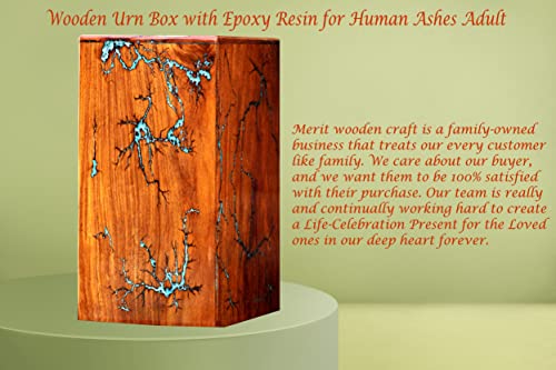 Engraving Wooden Urn - Amazing Epoxy Resin Design Urn Keepsake - Professional Wooden Urns for Human Ashes Adult - Burial-Cremation Urns - Funeral Urn. (8" x 4.75" x 4.75") - color: 8" x 4.75" x 4.75"