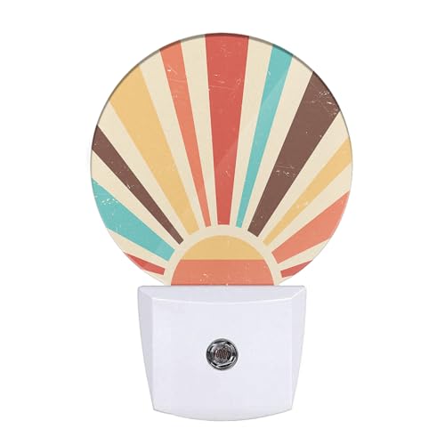 Boho Sun Night Lights Plug into Wall Abstract Sunshine Mid Century Modern Sun LED Dusk to Dawn Plug-in Nightlight Auto Sensor for Bedroom Bathroom Hallway Living Room - color: Boho Rainbow
