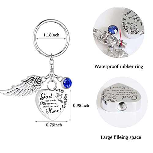 Heart Urn Necklace for Ashes Cremation Jewelry Urn Keychain for Ashes with Birthstone Cremation Keychain - color: September