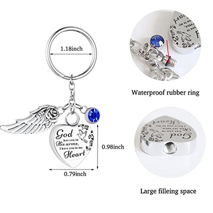 Heart Urn Necklace for Ashes Cremation Jewelry Urn Keychain for Ashes with Birthstone Cremation Keychain - color: September