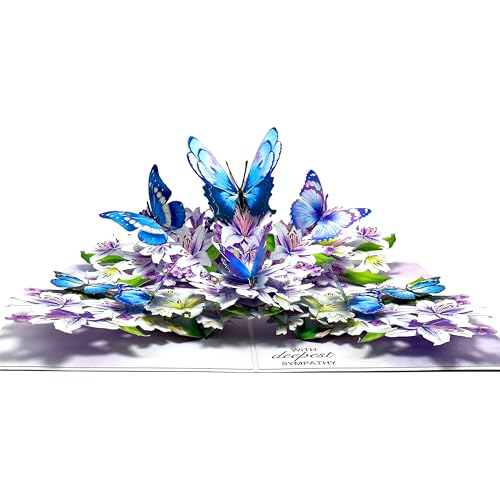 Paper With Deepest Sympathy Card, Lily Pop Up Cards, Loss of Loved One, Pet, Mom, Dad, Child, Thinking Of You, Condolence, Bereavement, Grief (Lily and Butterfly) - color: Lily and Butterfly