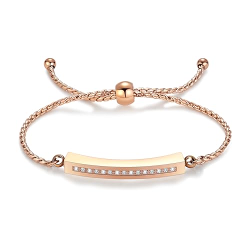 Minicremation Shiny Crystal Cremation Bracelet for Ashes for Women Cube Urn Bangle Locket Ash Holder Memorial Jewelry Bracelet Keepsake Gift - color: Rose Gold