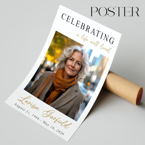 Personalized Funeral Welcome Sign with Photo for Celebration of Life #10 | Elegant Celebration Tribute Canvas Display, Celebration Tribute Board, Forever In Our Hearts Keepsake for Loved Ones - color: Version #10