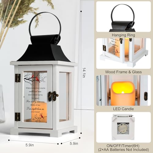 Memorial Lantern Sympathy Gift for Loss of Loved One Grief Gift - color: When Tomorrow Starts Without Me White