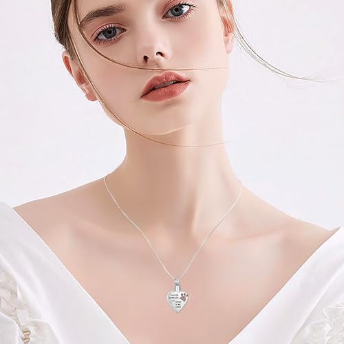 memorial jewelry No Longer by My Side,But Forever in My Heart Carved Locket Cremation Urn Necklace for Pet Dog Cats - color: Pink