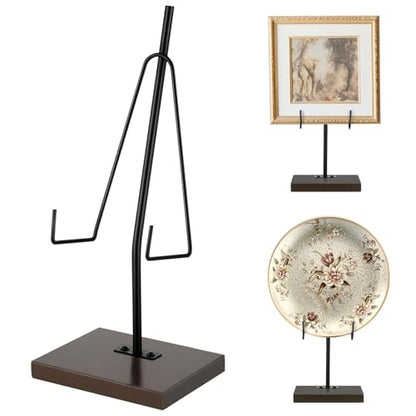 RattanView Plate Stands for Display Black Metal Easel with Reinforced Base Picture Frame Book Photo Plaque Platter Holder for Home Office Tabletop
