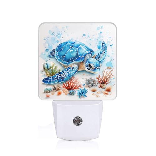 Sea Turtle Night Light,Plug-in Night Lights with Dusk-to-Dawn Sensor for Bedroom,Bathroom and Living Room Sleep Friendly lamp 0.5w - color: Sea Turtle