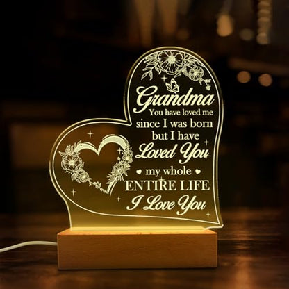 SANDJEST Acrylic Night Light Gifts for Grandmother, Sentimental Gifts for Grandma Nana Mimi on Birthday Christmas Valentines - color: Grandma