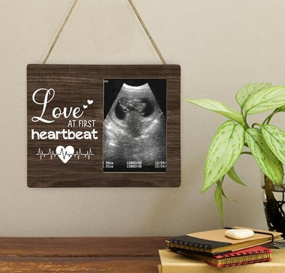 Pregnancy Announcement Photo Frame Gifts for Baby, Love at First Heartbeat Picture Frame, 4x6 inch Photo - style: Love at First Heartbeat