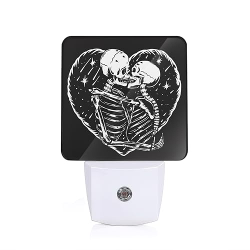 Skull Skeleton Love Night Light,Plug in Night Light, Dusk to Dawn Sensor Nightlights for Stairway/Hallway/Kitchen/Bedroom/Bathroom 0.5W - color: Skull Skeleton Love