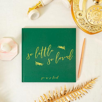 Calculs So Little So Loved Baby Shower Guest Book, Green - color: Green & Gold