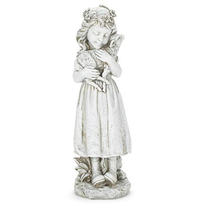 Joseph's Studio by Roman Inc. Girl with Lamb Garden Statue, Resin and Stone, Religious Sculpture, Garden Collection, Holy Family, Memorial, Angel, Patron Saint, Garden Decor (5x5x16)