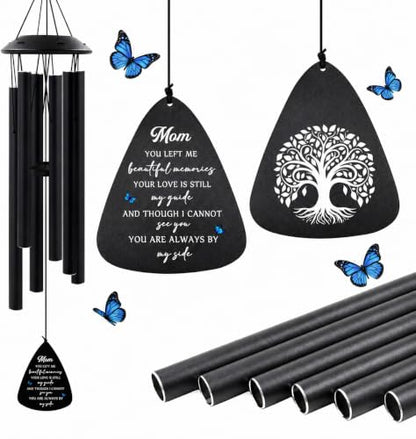 Sympathy Gifts for Loss of Mom, 32" Memorial Wind Chimes for Loss of Mother | Windchimes for Outside, Condolence Bereavement Gifts in Memory of Mom (Black) - size: 32"Mom Memorial
