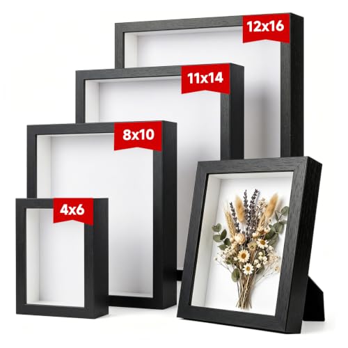 4 Pack 3D Shadow Box Frame Display Case Set for 4x6/8x10/11x14/12x16 Photos - size: 4 Pack